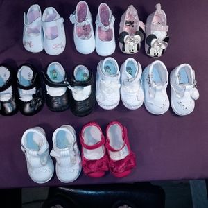 Nine(9) pairs of baby shoes. $25 total for all nine pairs. I cleaned all shoes.